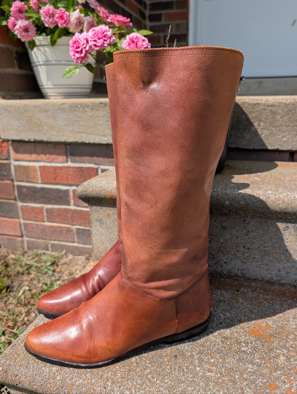 🤎 Vintage 90's MIA Brand Genuine Smooth Leather Pull On Knee High Riding Boots
